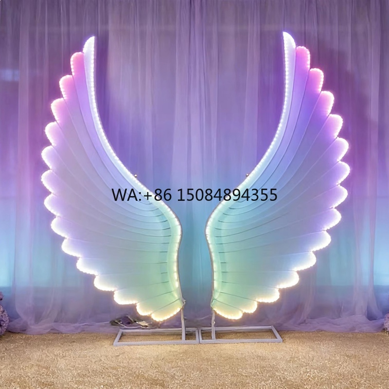 Neon Sign Party - Sayap Malaikat Bercahaya Lampu LED Warna