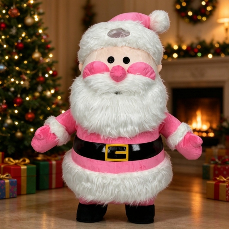 Event Party - Kostum Maskot Santa Claus Merah Muda,
