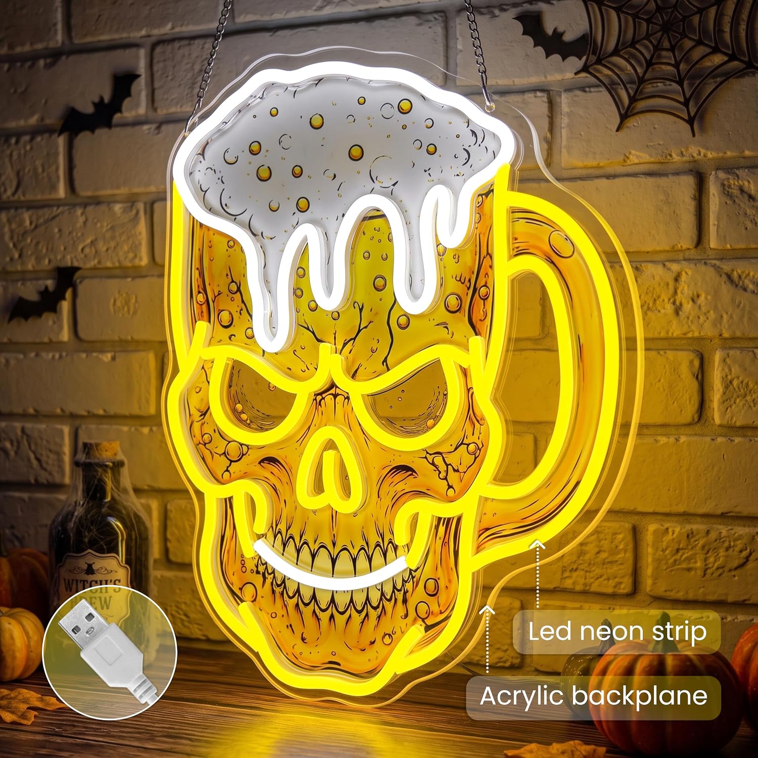 Lampu Neon Bentuk Tengkorak, L - Neon Sign Party ulasan dan harga