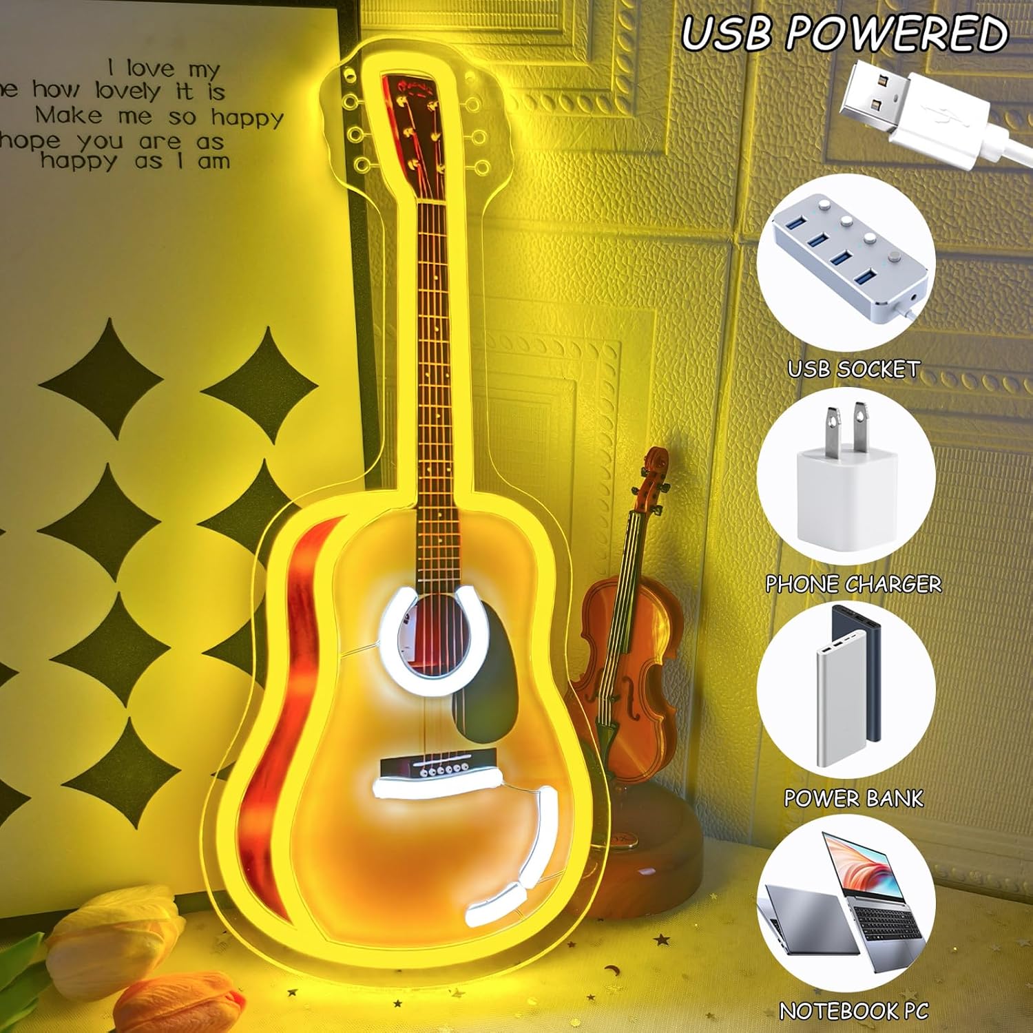 Lampu Neon LED Gitar Akustik,  - Neon Sign Party ulasan dan harga